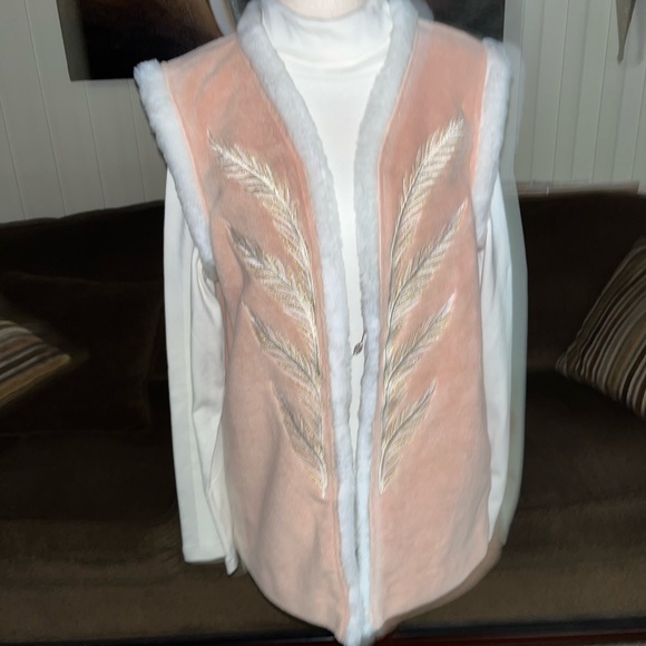 Bob Mackie • Large • Brown/White/Gold •Leaves • Vest & Turtleneck • Fur • New,All Products : American Fashion Style Bags On Sale